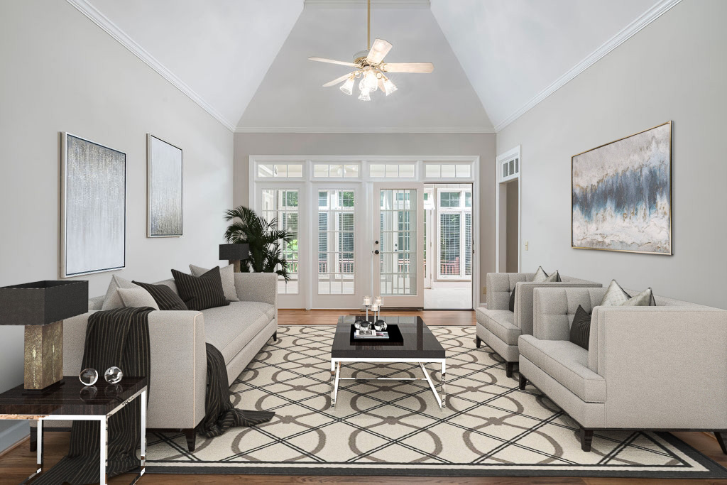 Vaulted Great Room after virtual staging